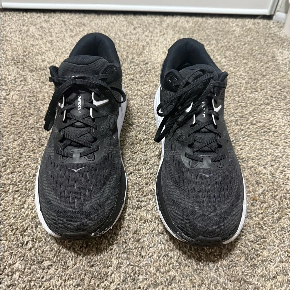 HOKA ONE ONE GAVIOTA 4 Black and White Athletic Shoes - Picture 3 of 9
